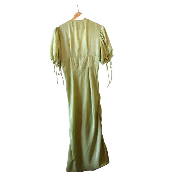 Y2K Dress Small Green Embroidered Satin Slip Lace Indie Fairy Grunge Romantic UO - Picture 5 of 9